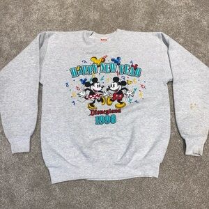 Vintage Disneyland Happy New‎ Year 1998 Sweatshirt Mickey & Minnie Mouse S/M USA